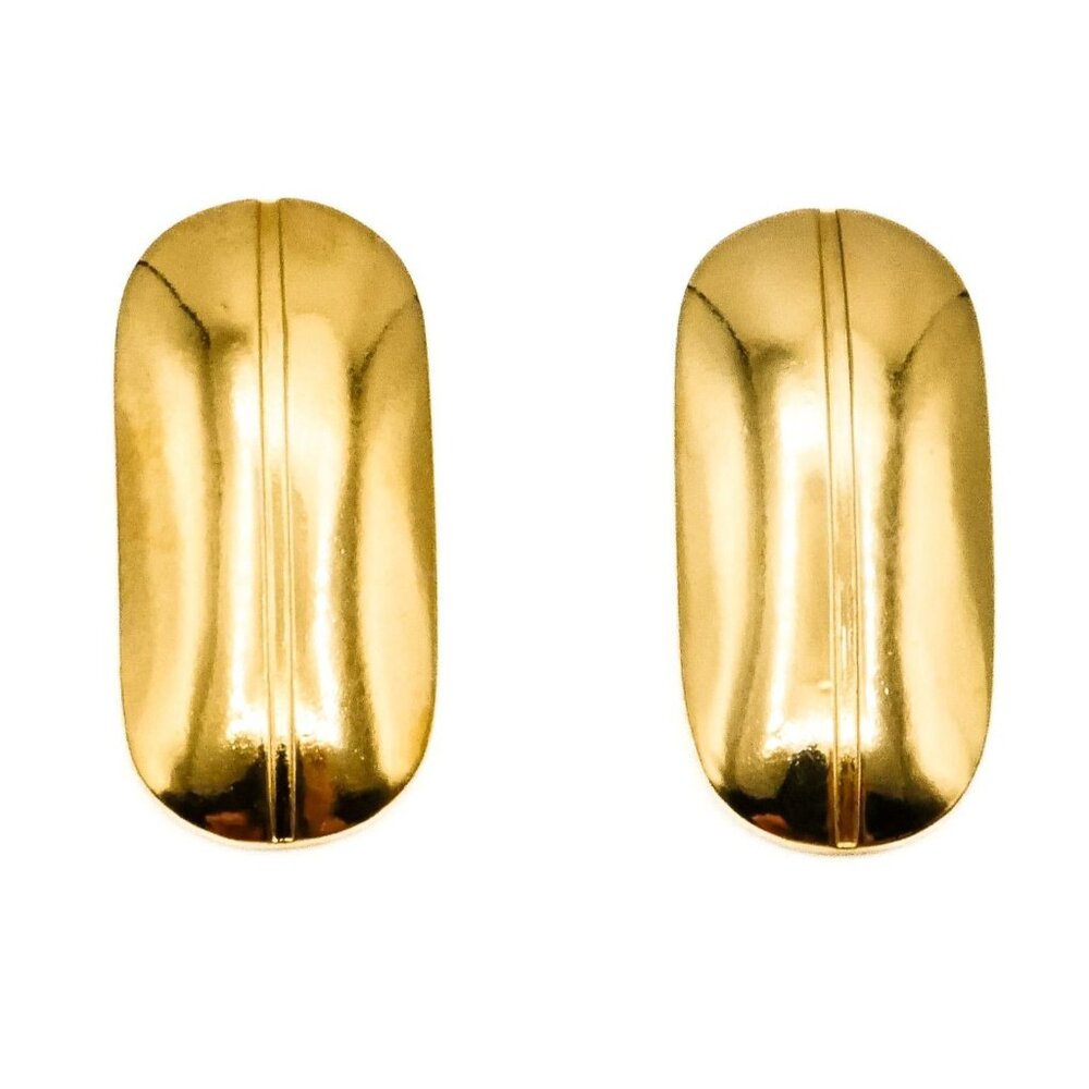 Vintage Laurel Burch Gold Plated Oval Clip-On Earrings